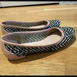 Salvatore Ferragammo B&W herringbone flats